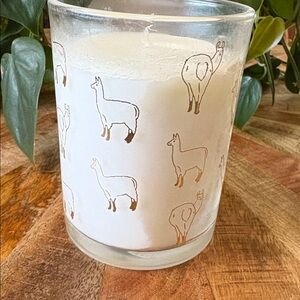 Hand poured Candle with Gold Llama Design- Scent Pomelo and Lily